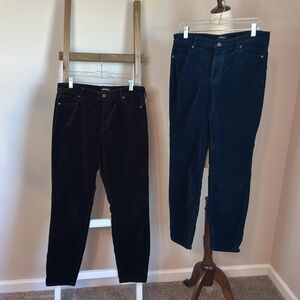 Bundle of Two Well Worn Rich Velvety Pants- Navy and Chocolate Size 10 in GUC